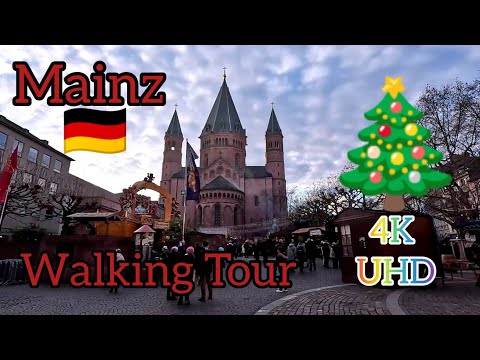 Mainz, Germany - Christmas Time - Christmas Market - Walking Tour 4K - 60 fps