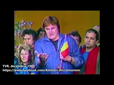REVOLUȚIA ROMANA 1989. FLORIN PIERSIC și alți artiști, cânta și fac declarații la TV.