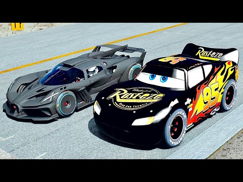 Lightning McQueen Black Edition vs Bugatti Bolide Carbon Edition - Drag Race 10 kM