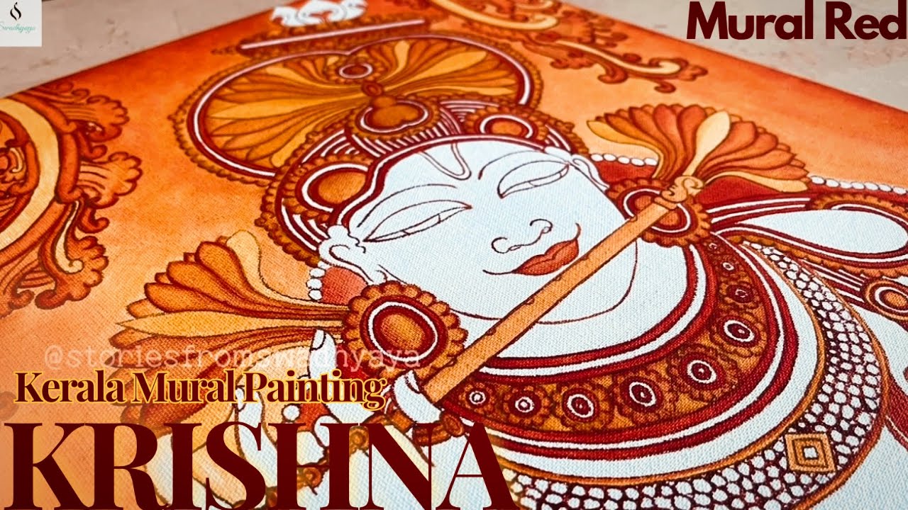Step 03 MURAL RED || Krishna Kerala Mural Painting Tutorial Beginners || Swadhyaya by Shilpa Akhil