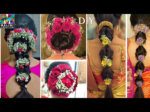 , title : '3 Ideas for fresh flower, Gypsy n rose hair decoration / parlour hairstyle & hair accessory at home'