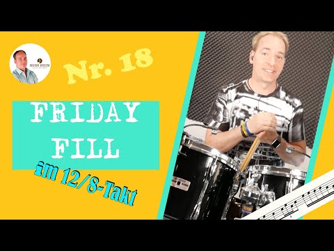 Friday-Fill Nr.18 - ein rudimentäres Fill im 12/8-Takt - Blues - Schlagzeug lernen mit Rudi Hein