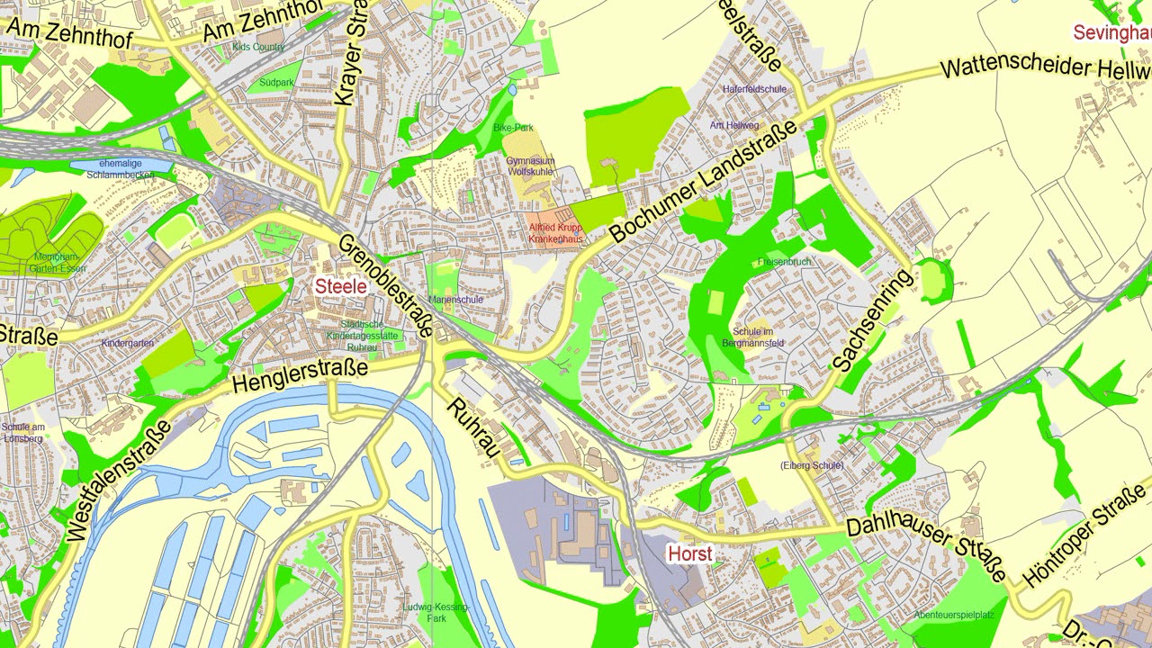 Essen Germany editable printable vector map