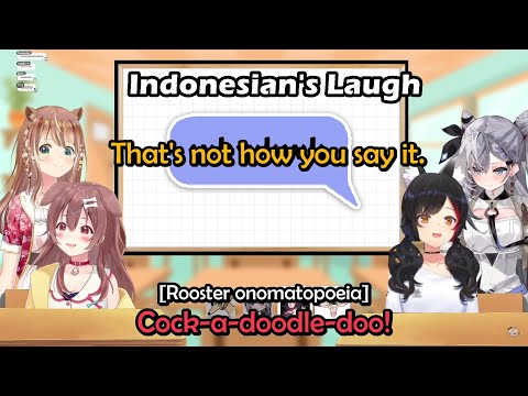 Korone and Mio Trying to Laugh in Indonesian (Wkwkwk) As Taught by Risu & Zeta