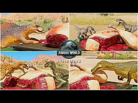 ALL CUTE BABY DINOSAURS MEAT EATING ANIMATIONS IN JURASSIC WORLD EVOLUTION 3