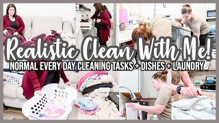 CLEAN WITH ME | CLEANING MOTIVATION 2023 | HAPPY HOMEMAKING Realistic Doing Dishes Folding Laundry