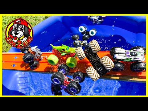 Monster Jam VS Hot Wheels Monster Trucks 💦 Longest Downhill Water Race Track - TOP 10 CHALLENGE