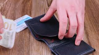 Візитниця із натуральної крупнозернистої шкіри KARYA 20980 синя