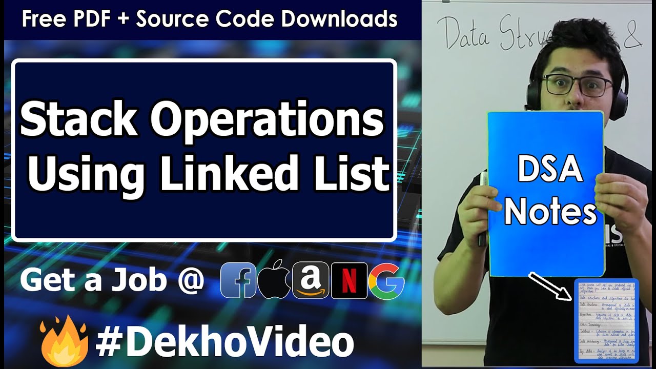 Video thumbnail for peek(), stackTop() and Other Operations on Stack Using Linked List (with C Code)