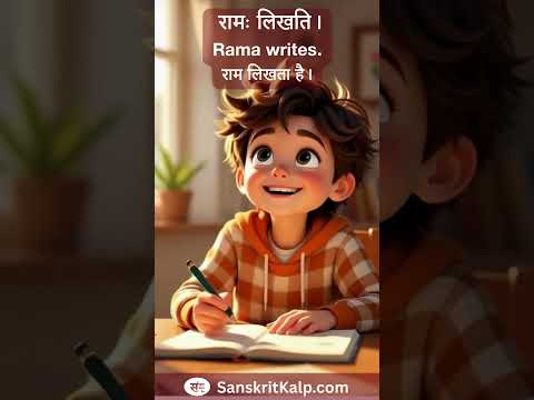 Learn Sanskrit Sentence: रामः लिखति। | Rama writes. | राम लिखता है।