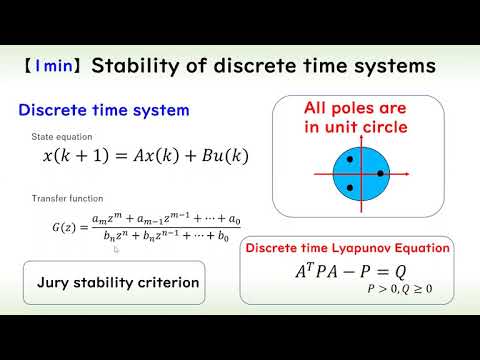 機械システム工学科 (Control engineering) Stability of discrete time systems (1 minute explanation)