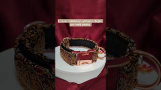 Golden Orient – Luxusní černo-zlatý žakárový obojek s červeným květem