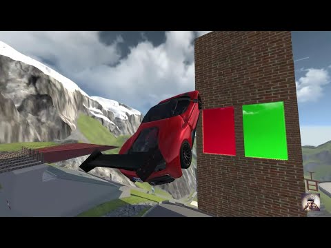 Crazy Vehicle High Speed Jumping through Green Or Red Slime Water Wall Crashes #BeamNGdrive #