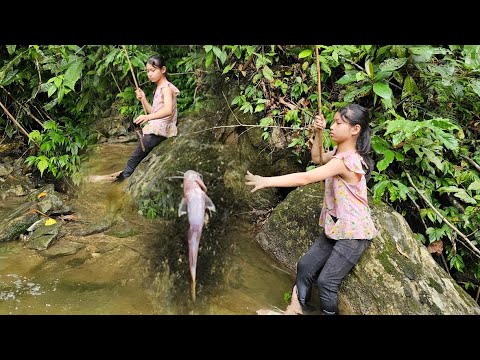 Orphan girl - go fishing improve daily meals, orphan life