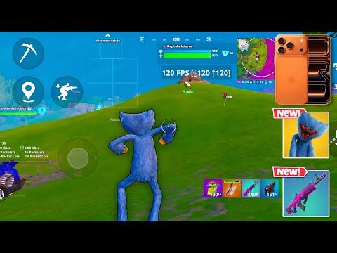 iPhone 17 Pro 120 FPS Fortnite Mobile Gameplay *NEW HUGGY WUGGY SKIN Fortnite Wins (Poppy Playtime)*