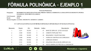 Elaboración de Fórmula Polinómica en Excel - Ejemplo 1