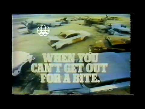 Cadbury Snack Bar Chocolate TV Commercial 1976 When you can't get out for a bite Demolition Derby