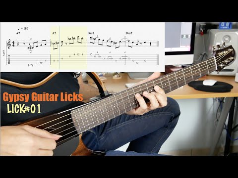 Lick #01 - Gypsy Jazz Style Guitar - Jazz Dominant 7h Lick (with tablature)