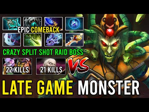 Monster Late Hard Carry Medusa Crazy Split Shot Raid Boss Max Slotted +1.1k GPM Epic Comeback Dota 2