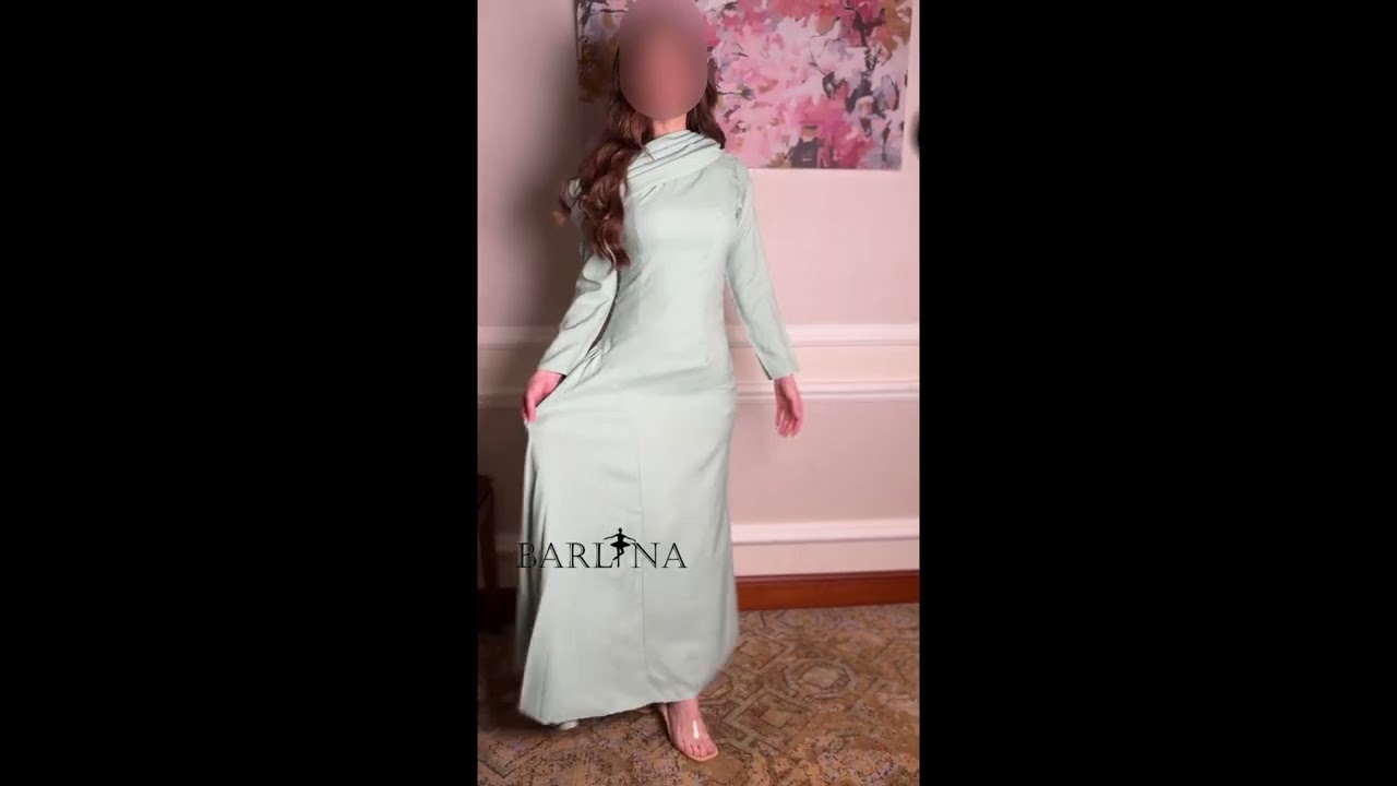 فستان تيفاني بياقة مزينة بثنيات درابية - XXL