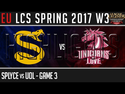 Splyce vs Unicorns of Love Highlights Game 3 - EU LCS W3D1 Spring 2017 - SPY vs UOL G3