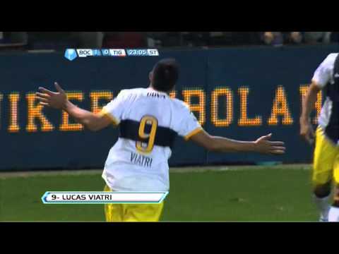Gol de Viatri. Boca 2 - Tigre 0. Torneo Inicial. Fecha 2. Fútbol para todos