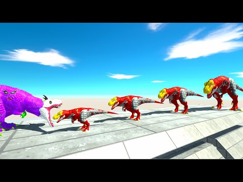 BATTLE 4 SIZE of IRON MAN T-Rex - Animal Revolt Battle Simulator ARBS
