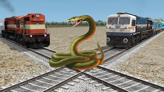 Giant Anaconda vs Two Trains | Stops The Train - BeamNG.Drive