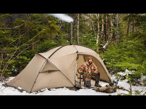 Hot Tent Winter Camping Deep In The Forest