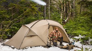 Hot Tent Winter Camping Deep In The Forest
