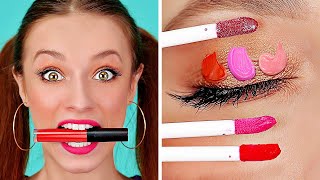 Download the video "FUNNY DIY MAKE UP HACKS AND TIPS || Cool And Simple Girly Ideas by 123 GO!"