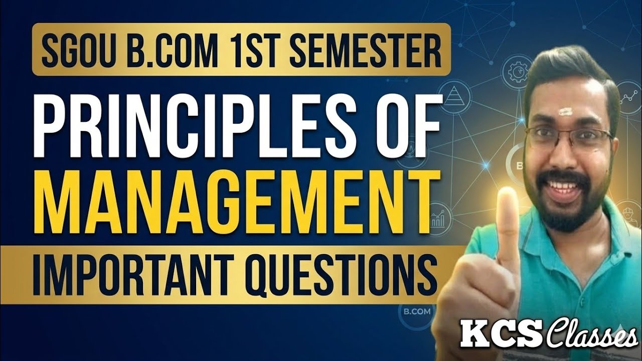 Principles Of Management|Important Questions 🔥|SGOU B.com 1st Semester 