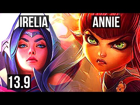 IRELIA vs ANNIE (MID) | 6 solo kills, 12/2/6, Legendary, 400+ games | KR Master | 13.9