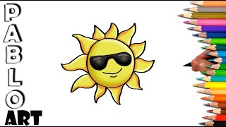 How to draw happy Sun cartoon | Learn to Draw step by step