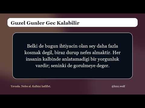 Guzel Gunler Gec Kalabilir