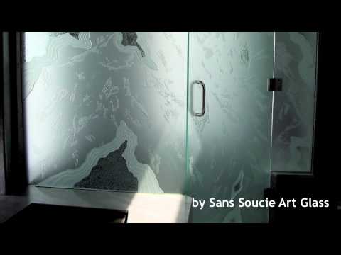 Etched Carved Glass Shower