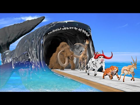 Death Run Mammoth, Animals Escape the Jaws of The Bloop | Real Size of the Bloop