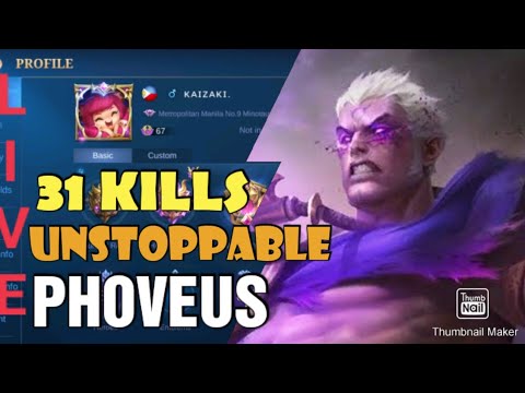 UNSTOPPABLE 31 Kills! Best item for Phoveus ? | Mobile Legends