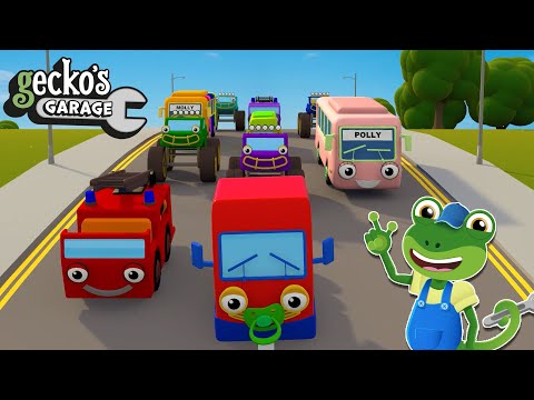 Counting Vehicles With Trucks | Gecko's Garage | Educational Videos For Kids | Baby Truck Videos