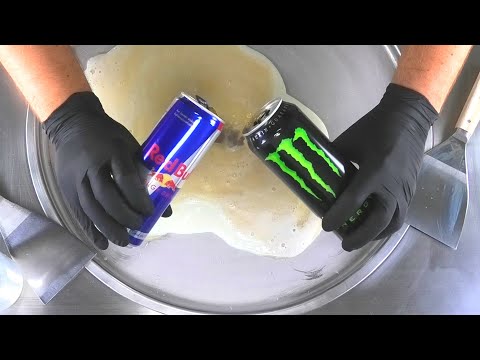 Red Bull vs. Monster Energy Experiment - mixed Ice Cream Rolls