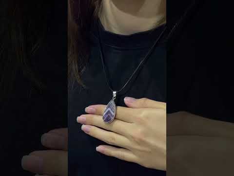 Подарок парню, девушке - натуральный камень Аметист кулон в оправе в форме капли на брелке в коробочке - фото 4 - id-p1984844979