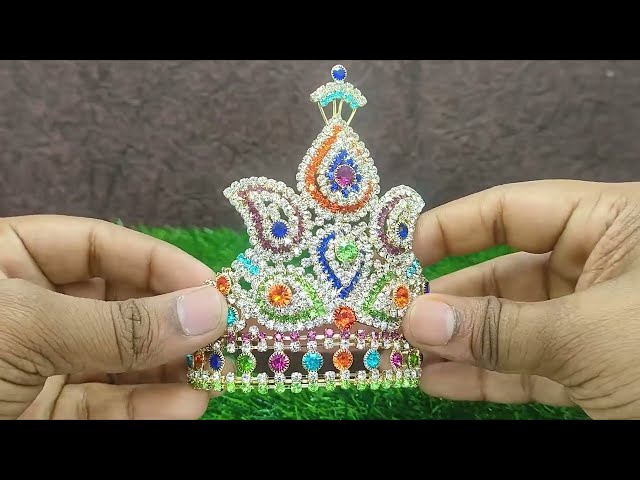 Symbol of Devotion Mukut/Headgear for God and Goddess - size 4 (5 inches Ear to Ear Dimension ) video