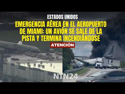 Emergencia aérea en el aeropuerto de Miami: un avión se sale de la pista y termina incendiándose