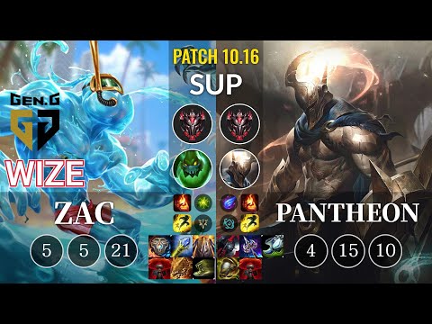GEN Wize Zac vs Pantheon Sup - KR Patch 10.16