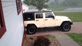 preview picture of video 'Box Elder, South Dakota hail vs. Line-X'ed Jeep'