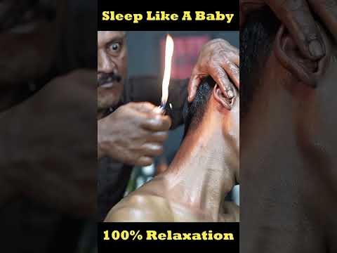 Massage With Fire And Ear Finger By Big Eyes Barber ASMR #shorts