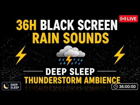 HEAVY RAIN Black Screen No Ads 🌧️ Pure Rain All Night Long