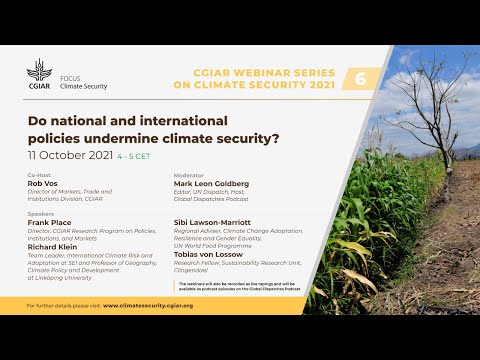 Climate security webinar 6:  Do national and international policies undermine climate security?
