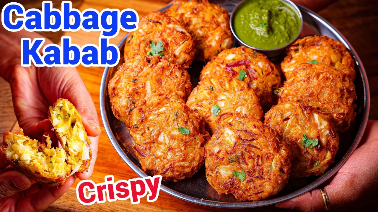 Crispy Cabbage Kabab | Healthy Tikki Tea Time Snack Recipe - Easy Veg Kabab Meat Alternative