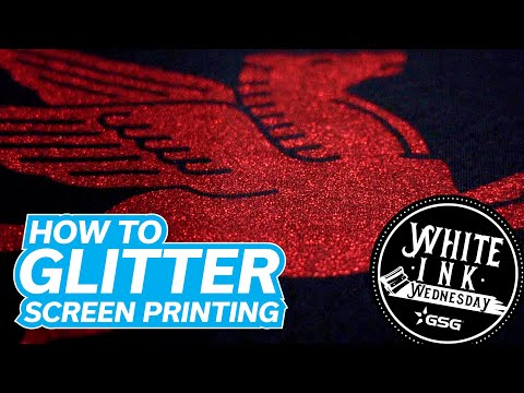 Part of a video titled How to Screen Print Glitter | White Ink Wednesday - YouTube